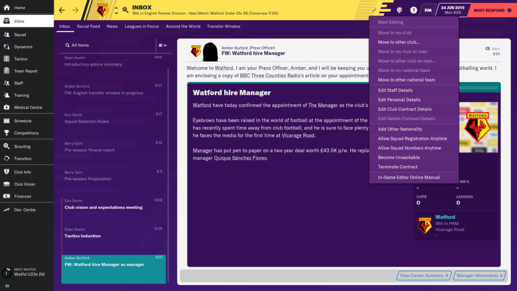 Football manager 2020 in game editor free download